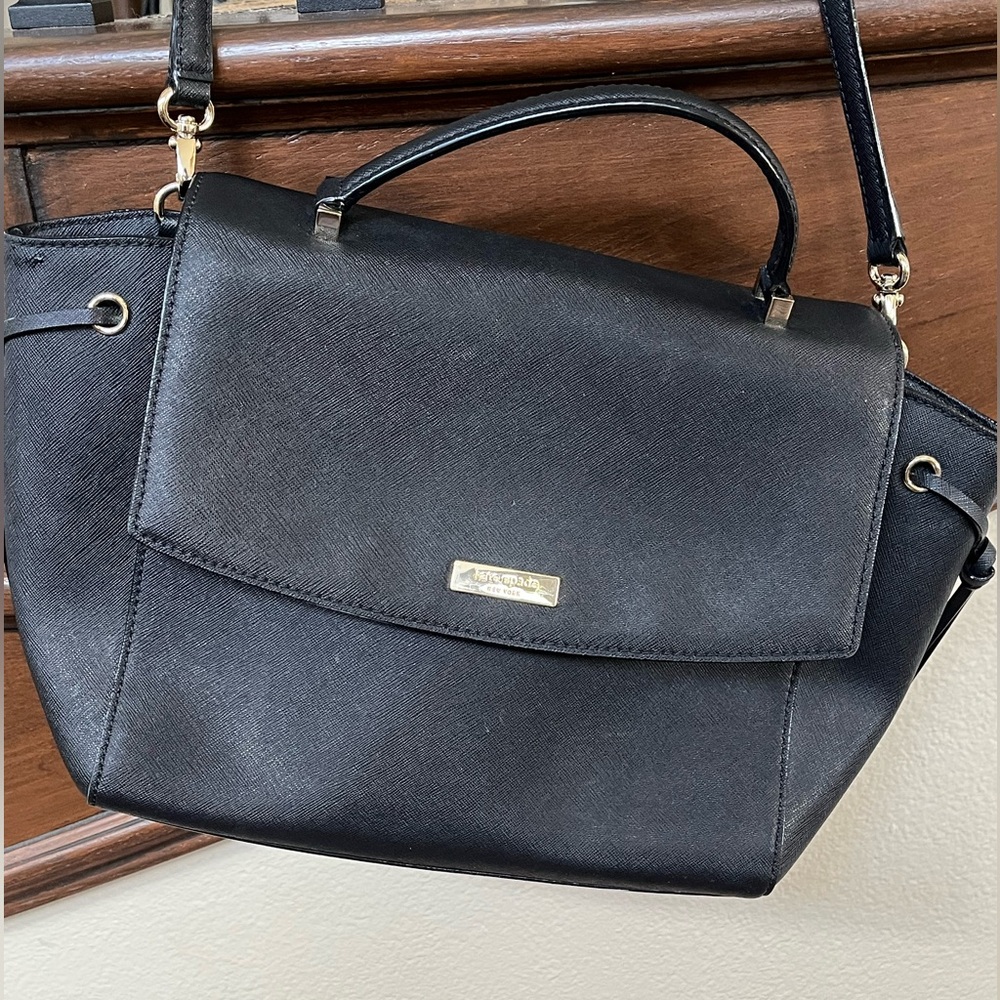 Kate Spade Laurel Way Black Saffiano Leather Lilah Crossbody Satchel - Picture 2 of 13